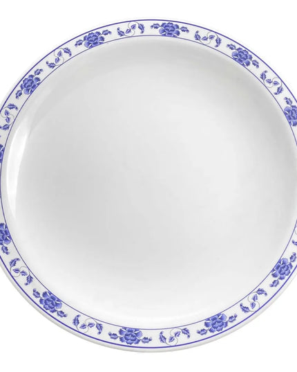 Đĩa Tròn Hoa Sen Thunder Group 1015TB 36.5 cm - Melamine, Trắng/Xanh