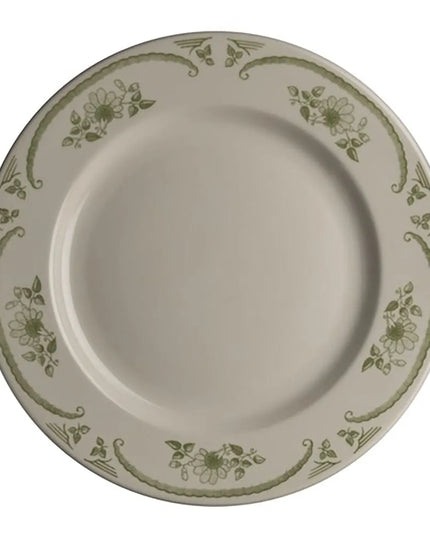 Đĩa Tròn Homer Laughlin HL2059885 American Rose 22.9 cm - Sứ, Màu Xanh Rêu