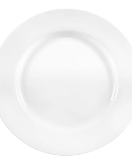Đĩa Tròn Libbey 840-445R-12, 30.5 cm, Vành Rộng, Mép Cuộn, Sứ, Trắng Sáng, Porcelana