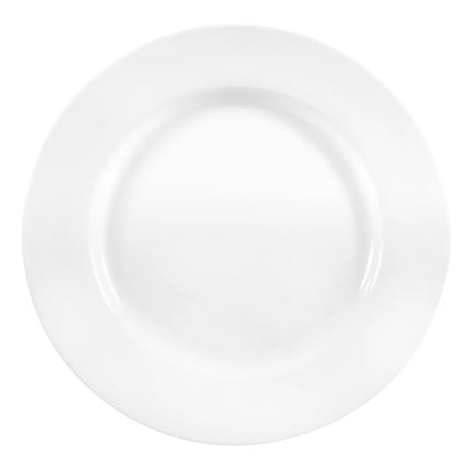 Đĩa Tròn Libbey 840-445R-12, 30.5 cm, Vành Rộng, Mép Cuộn, Sứ, Trắng Sáng, Porcelana