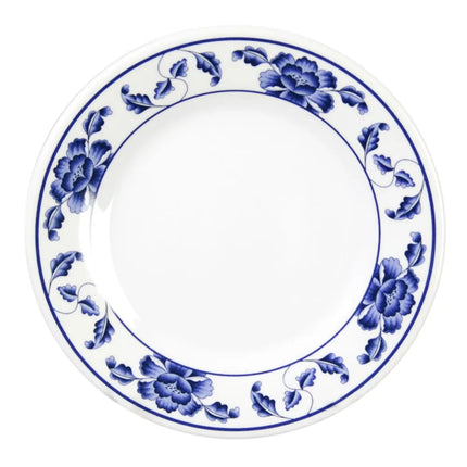 Đĩa Tròn Melamine Hoa Sen Thunder Group 1012TB 29.8 cm, Trắng/Xanh Dương