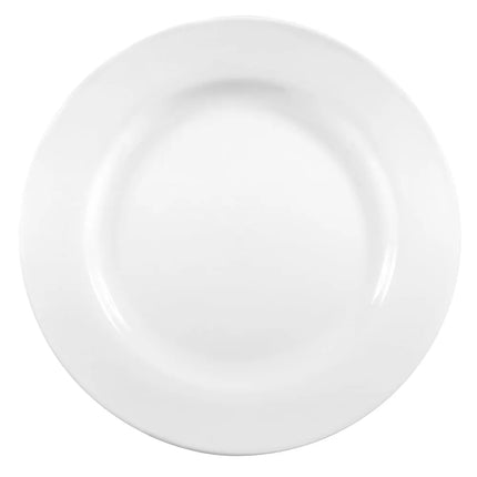 Đĩa Tròn Sứ Libbey 840-438R-10, 26.7 cm, Vành Rộng Mép Cuộn, Trắng Sáng, Porcelana
