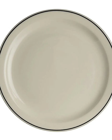 Đĩa Tròn Viền Đen Homer Laughlin HL2131743 18.4 cm, Sứ, Ivory