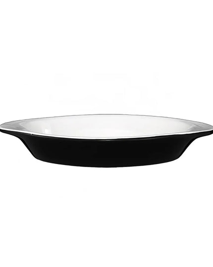 Đĩa Welsh Rarebit Oval ITI WRO-8-EW-B 237 ml - Stoneware, Đen/Trắng European