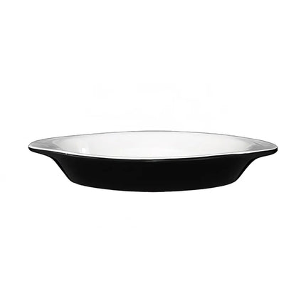 Đĩa Welsh Rarebit Oval ITI WRO-8-EW-B 237 ml - Stoneware, Đen/Trắng European