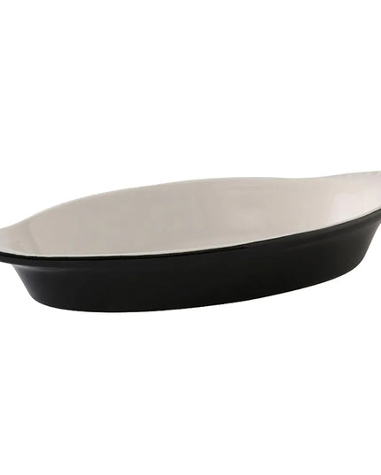 Đĩa Welsh Rarebit Oval Tuxton B4N-080 DuraTux® 240 ml Gốm Đen/Eggshell