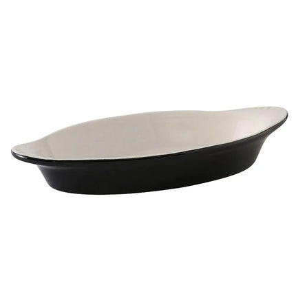 Đĩa Welsh Rarebit Oval Tuxton B4N-080 DuraTux® 240 ml Gốm Đen/Eggshell