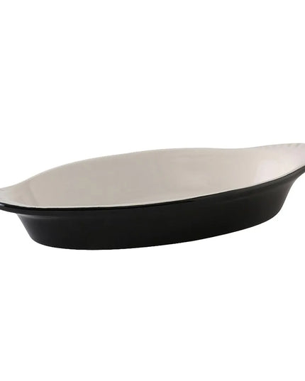 Đĩa Welsh Rarebit Oval Tuxton B4N-120 DuraTux® 355 ml Gốm Đen/Eggshell
