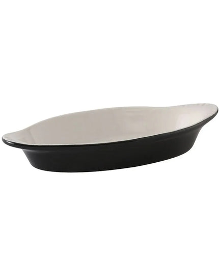Đĩa Welsh Rarebit Oval Tuxton B4N-150 DuraTux®© 503 ml - Gốm, Màu Đen/Eggshell