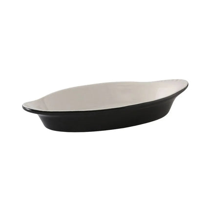 Đĩa Welsh Rarebit Oval Tuxton B4N-150 DuraTux®© 503 ml - Gốm, Màu Đen/Eggshell