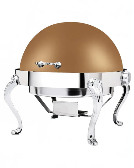 Eastern Tabletop 3118QARZ 8 qt Round Chafer w/ Roll Top Cover, Stainless Steel, Bronze