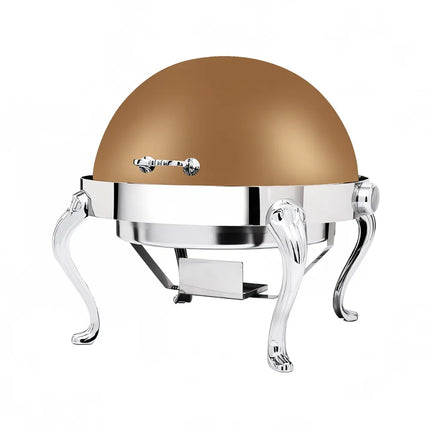 Eastern Tabletop 3118QARZ 8 qt Round Chafer w/ Roll Top Cover, Stainless Steel, Bronze