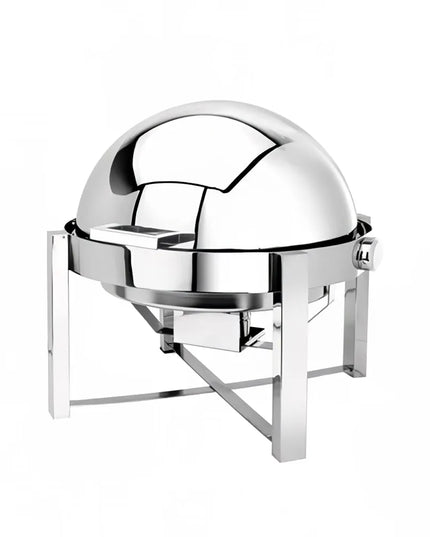 Eastern Tabletop 3148 8 qt Round Chafer w/ Roll Top Cover, Stainless Steel