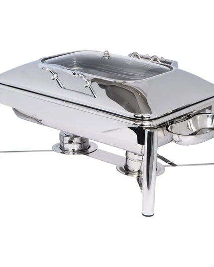Eastern Tabletop 3935GPL 8 qt Oblong Induction Chafer w/ Hinged Glass Lid, Stainless Steel