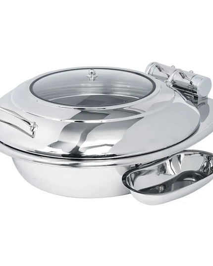 Eastern Tabletop 3938G 6 qt Round Induction Chafer w/ Hinged Glass Lid, Stainless Steel