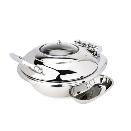 Eastern Tabletop 3939G 4 qt Round Induction Chafer w/ Hinged Glass Lid, Stainless Steel