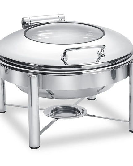Eastern Tabletop 3958G/S 6 qt Round Induction Chafing Dish w/ Hinged Glass Lid, Stainless Steel