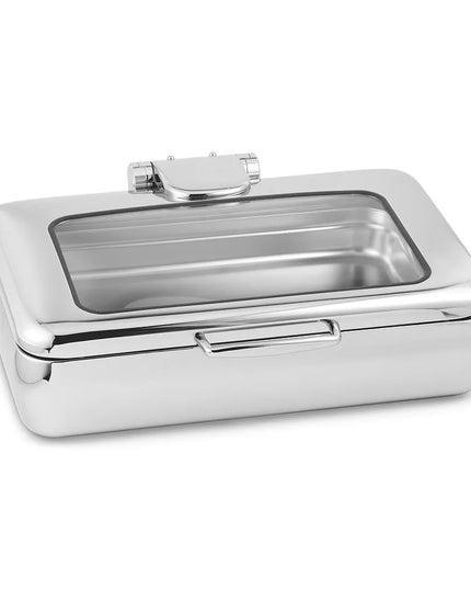Eastern Tabletop 3995G 8 qt Rectangular Induction Chafing Dish w/ Hinged Lid, Stainless Steel