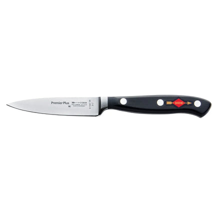 F. DICK | Premier Plus Paring Knife – 9 cm Blade - X50CrMoV15 Steel - Black/Silver Handle