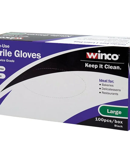 Găng Tay Nitrile Dùng Một Lần Winco GLN-LB - Không Bột, Đen, Cỡ L