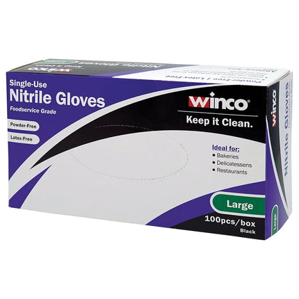 Găng Tay Nitrile Dùng Một Lần Winco GLN-LB - Không Bột, Đen, Cỡ L