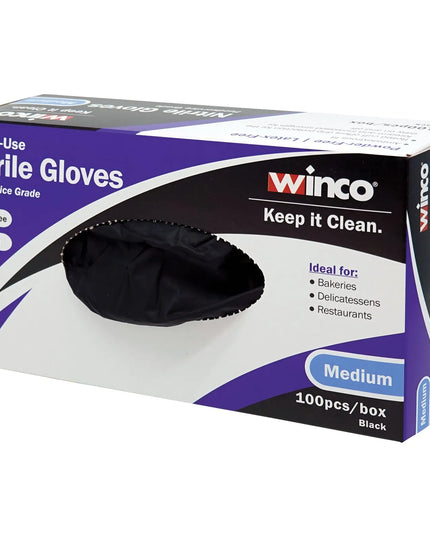 Găng Tay Nitrile Dùng Một Lần Winco GLN-MB - Không Bột, Đen, Cỡ M