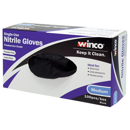 Găng Tay Nitrile Dùng Một Lần Winco GLN-MB - Không Bột, Đen, Cỡ M