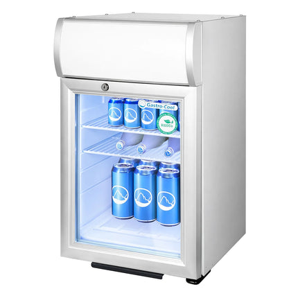 GASTRO-COOL | Promotional Refrigerator with Lighted Canopy – 21 Liters – with 1 Glass Door – Black