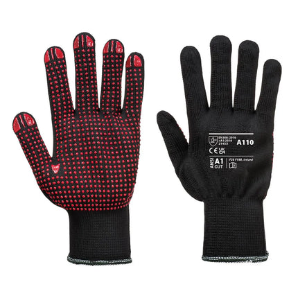 GGM Gastro (10 pairs) PVC Dot Grip Gloves - Black/Red - Size: M