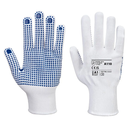 GGM Gastro (10 pairs) PVC Dot Grip Gloves - White/Blue - Size: XS