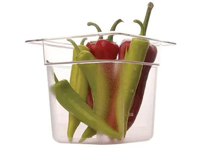 GGM Gastro (12 Cái) Khay GN 1/6 Polycarbonate - Trong Suốt - 2.2L - Sâu 150mm
