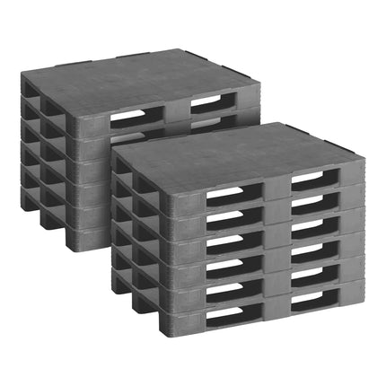 GGM Gastro (12 pcs) - Euro Pallet 1200x800mm - Hygienic Recycled Plastic - Load Capacity: 650kg - Dark Grey