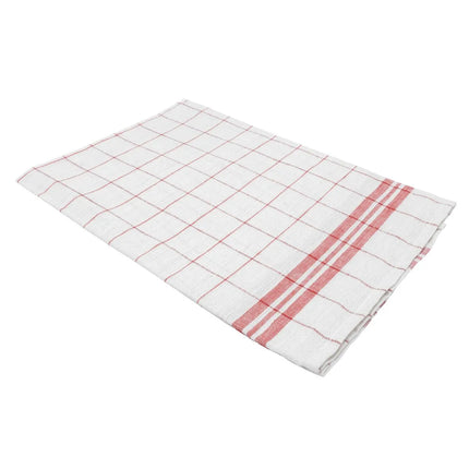 GGM Gastro (12 pcs) Glass cloth made of Linen‑cotton - 65x65cm - Red / White