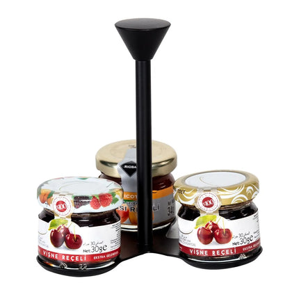 GGM Gastro (12 pcs) Jam Etagere / Buffet Stand - Powder-coated stainless steel - Black - Height: 120mm - with 3 shelves