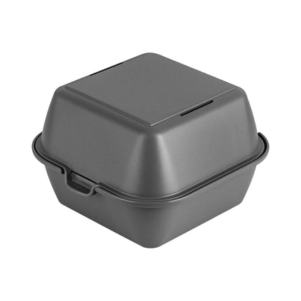 GGM Gastro (12 pcs) Reusable Burger Box - 155x155x126mm - with Clip-Lock Lid - Grey