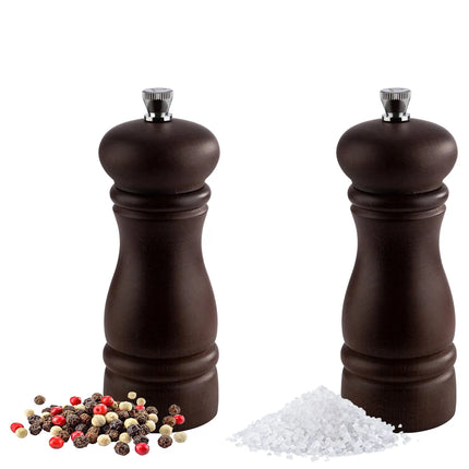 GGM Gastro (12 pcs) Salt & Pepper Mills PREMIUM - ETERNAL - Beech Wood - Height: 155mm - Dark Brown