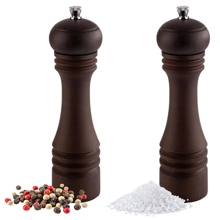 GGM Gastro (12 pcs) Salt & Pepper Mills PREMIUM - ETERNAL - Beech Wood - Height: 230mm - Dark Brown