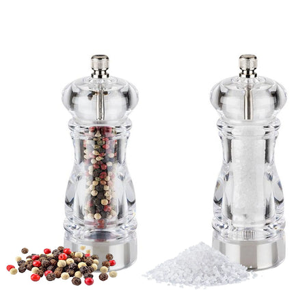 GGM Gastro (12 pcs) Salt & Pepper Mills PREMIUM PLUS - CLEARGRIND - Acrylic - Height: 150mm - Clear
