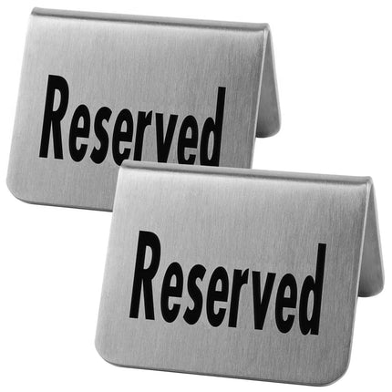 GGM Gastro (12 pcs) Table Tent - 2-piece Set - "Reserved" - Stainless Steel - 55x35mm