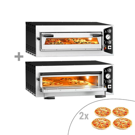 GGM Gastro (2 pcs) Electric Deck Pizza Oven - Single Deck - Refractory Stone Deck - 4 - Ø 35cm (35.1 cm) - Mechanical Controls - up to 450°C