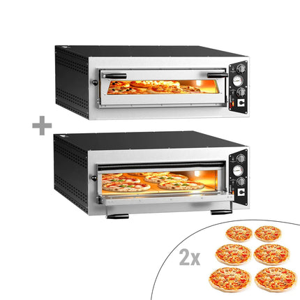 GGM Gastro (2 pcs) Electric Deck Pizza Oven - Single Deck - Refractory Stone Deck - 6 - Ø 35cm (35.1 cm) - up to 450°C - Mechanical Controls