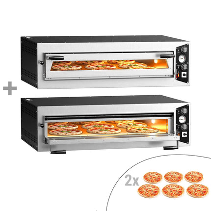 GGM Gastro (2 pcs) Electric Deck Pizza Oven - Single Deck - Refractory Stone Deck - 6 x Ø 35cm (35.1 cm) - Mechanical Controls - up to 450°C