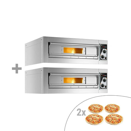 GGM Gastro (2 pcs) Electric Deck Pizza Oven - Single Deck - Refractory Stone Deck - 4+4 - Ø 33cm (33 cm) - up to 400°C - Mechanical Controls