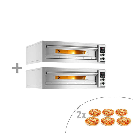 GGM Gastro (2 pcs) Electric Deck Pizza Oven - Twin Deck - Refractory Stone Deck - 6+6 - Ø 33cm (33 cm) - Mechanical Controls - up to 400°C