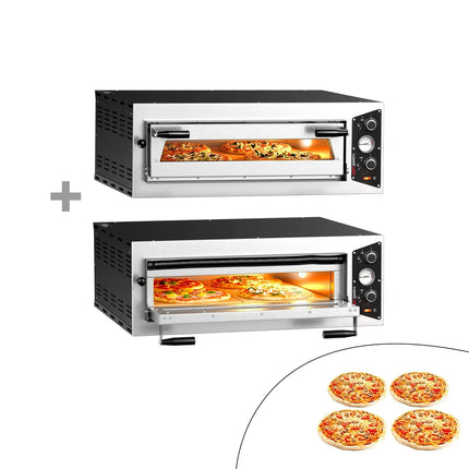 GGM Gastro (2 pcs) Electric Deck Pizza Oven - Twin Deck - Refractory Stone Deck - 4+4 - Ø 30cm (30.5 cm) - up to 450°C - Mechanical Controls