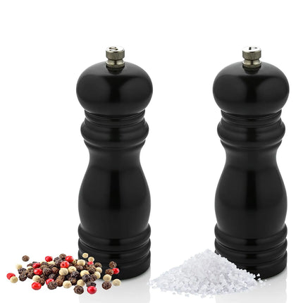 GGM Gastro (2 pcs) Salt & Pepper Mills PREMIUM - Wood - Height: 140mm - Black
