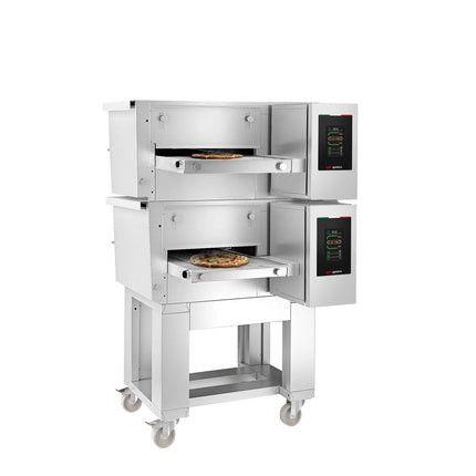 GGM Gastro (2 Units) Commercial Electric Conveyor Oven – 980 x 1300 mm – Touch Control – 400 mm Belt Width – incl. Stand