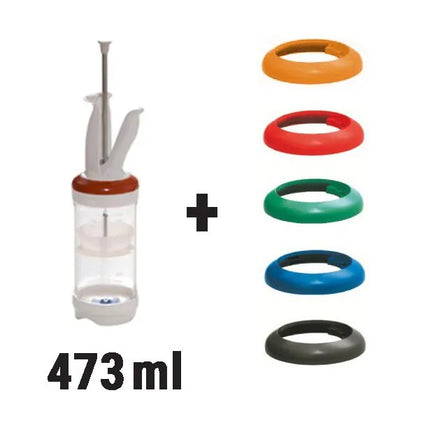 GGM Gastro (3 Cái) Bộ Bình Định Lượng (Bình 473ml) - Màng Ba Lỗ - Gồm 1 Tay Cầm & Que; 5 Vòng Định Lượng 7.5/10/15/22.5/30ml