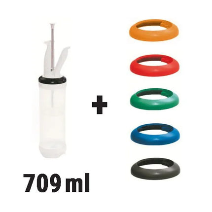GGM Gastro (3 Cái) Bộ Định Lượng Portion Pal (Màng Ba Lỗ) - Kèm Tay Cầm - Bình 709ml - Gồm Tay Cầm & Que; 5 Vòng Định Lượng 7.5/10/15/22.5/30ml