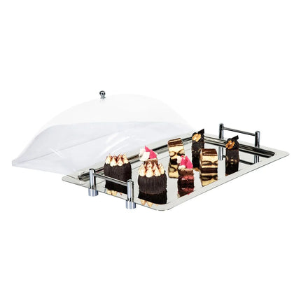 GGM Gastro (4 pcs) GN 1/1 Gastronorm Tray - Stainless Steel - 530x325mm - Height: 180mm - non-slip surface - with clear roll-top cover